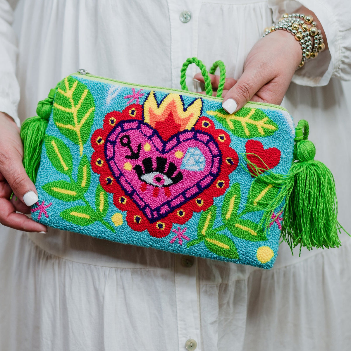 Fire heart clutch handbag